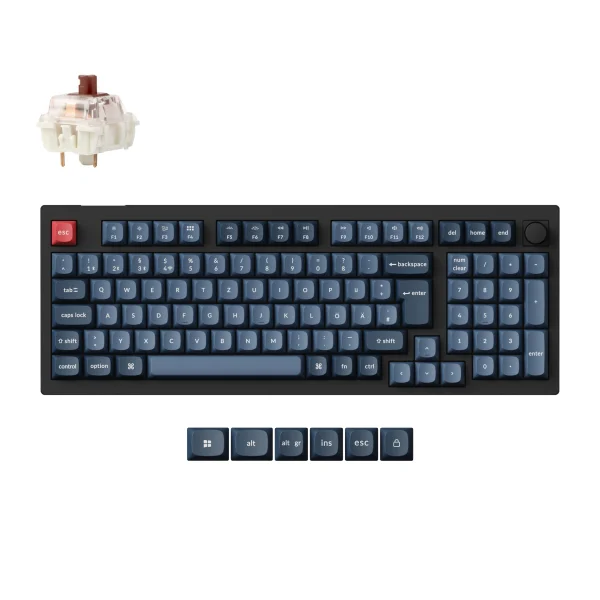 Tastierë Gaming Keychron V5 Max / German Layout / Gateron Jupiter Brown / RGB – Zezë/Blu-Hiri