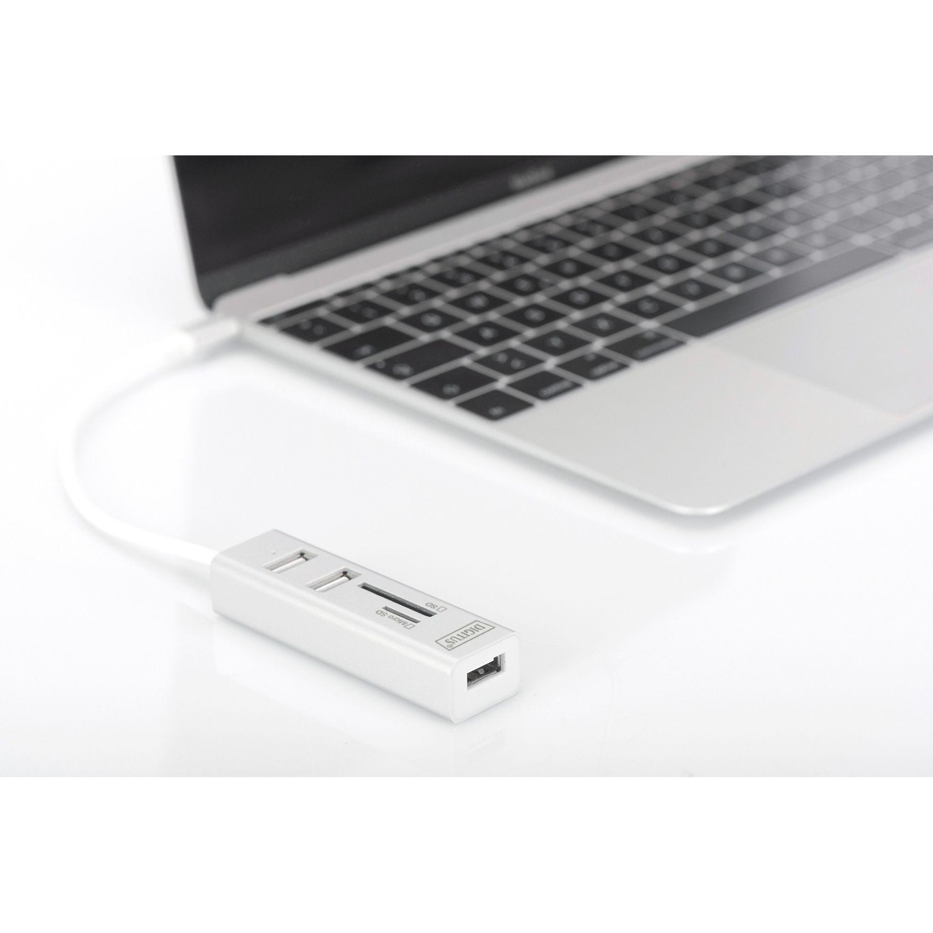HUB USB‑C DIGITUS / 3‑Port USB 2.0 (3x A2.0) + Card Reader / Kabllo e integruar - Bardhë - Figura 3