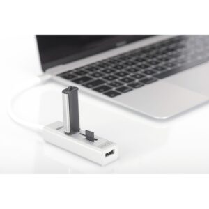 HUB USB‑C DIGITUS / 3‑Port USB 2.0 (3x A2.0) + Card Reader / Kabllo e integruar – Bardhë 8