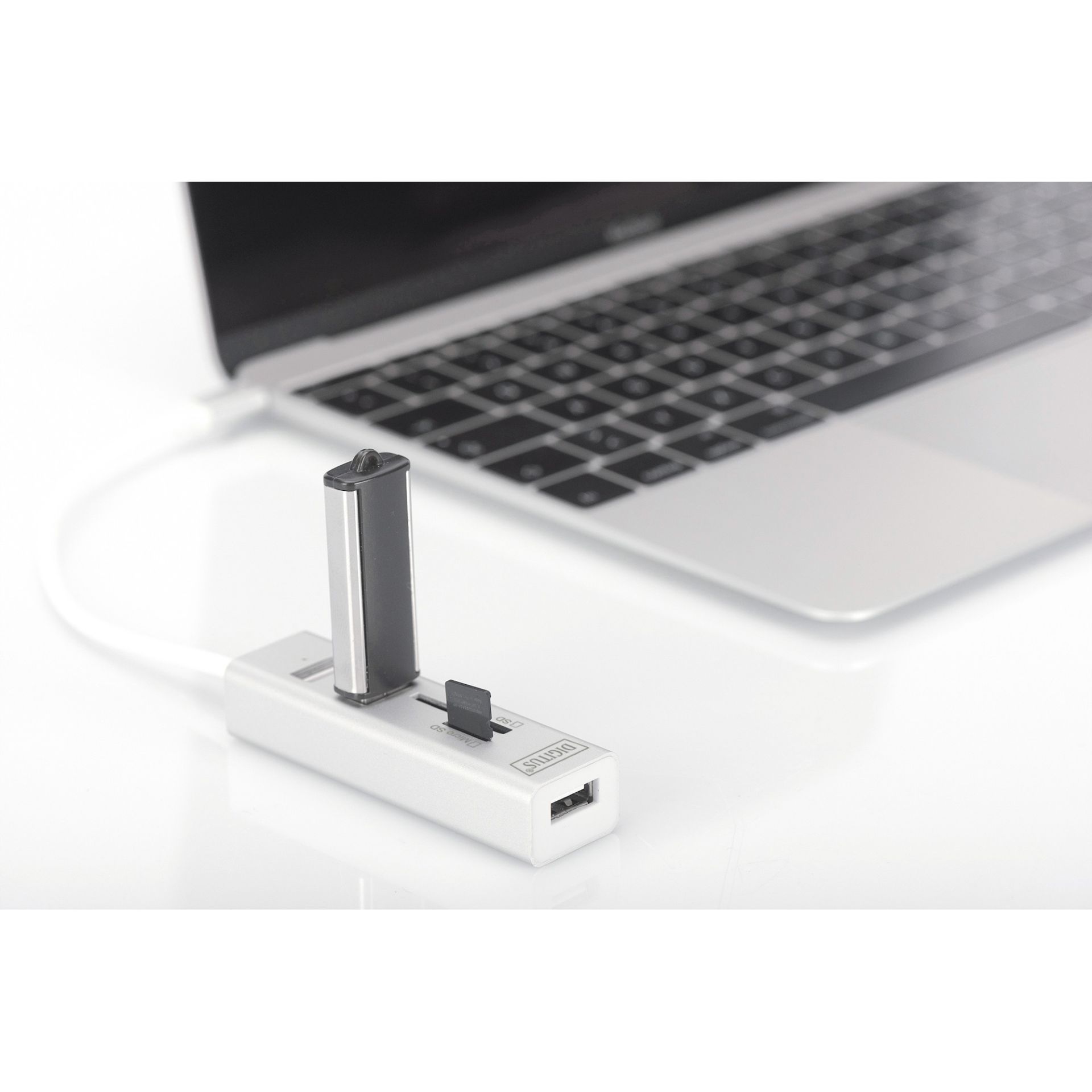 HUB USB‑C DIGITUS / 3‑Port USB 2.0 (3x A2.0) + Card Reader / Kabllo e integruar - Bardhë - Figura 4