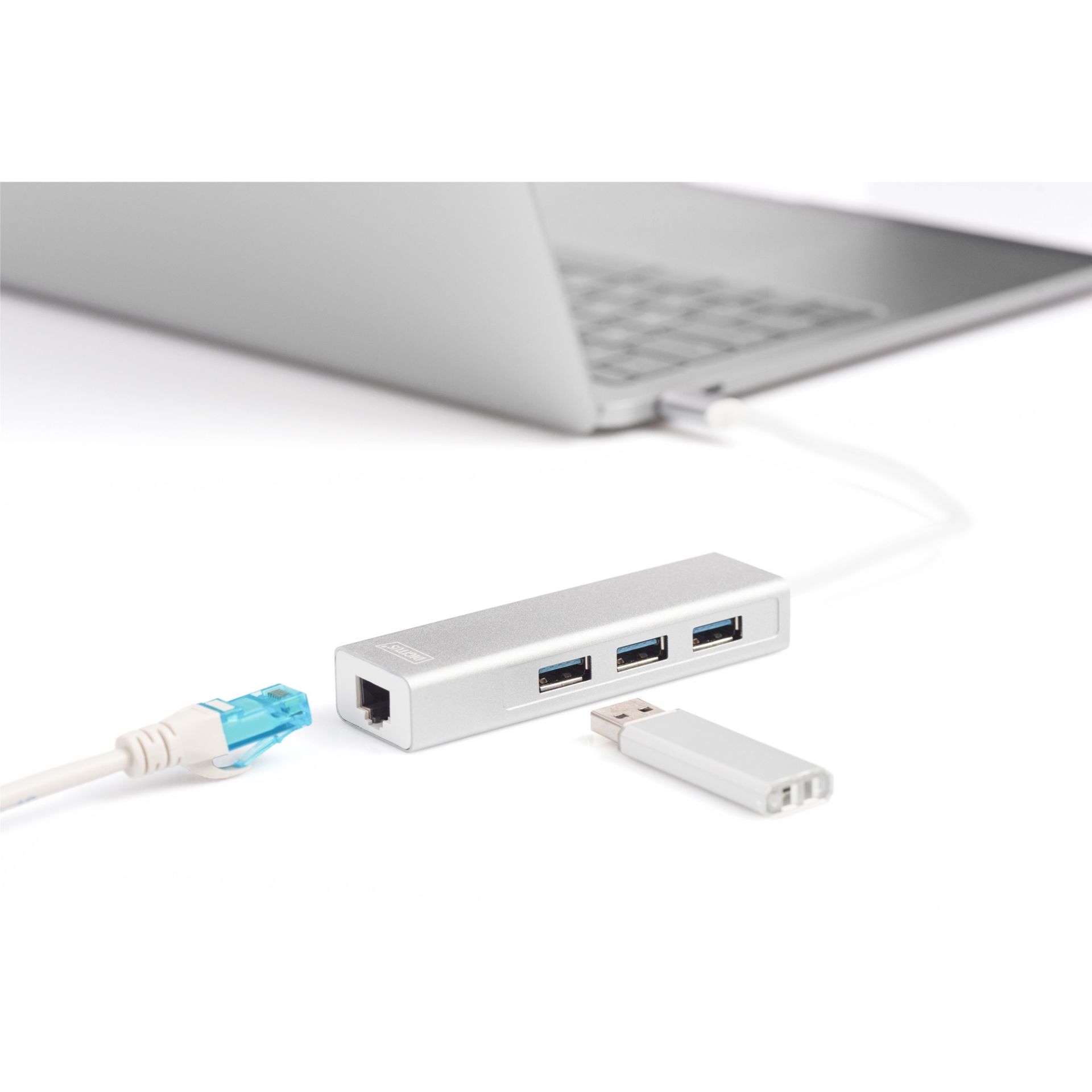 Adapter USB 3.0/C DIGITUS → Gigabit Ethernet + 3‑Port HUB - Bardhë - Figura 5