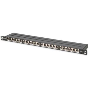 Aksesorë për rrjet Patchpanel DIGITUS – 0.5HE / 24-Port / Cat6a / Zezë