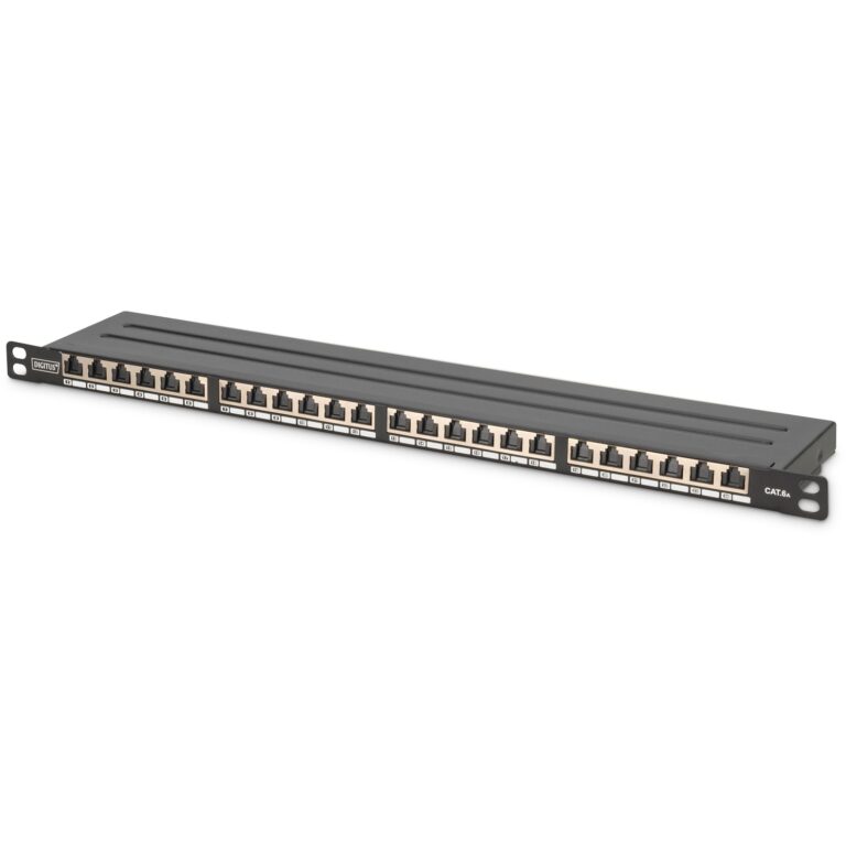 Aksesorë për rrjet Patchpanel DIGITUS – 0.5HE / 24-Port / Cat6a / Zezë
