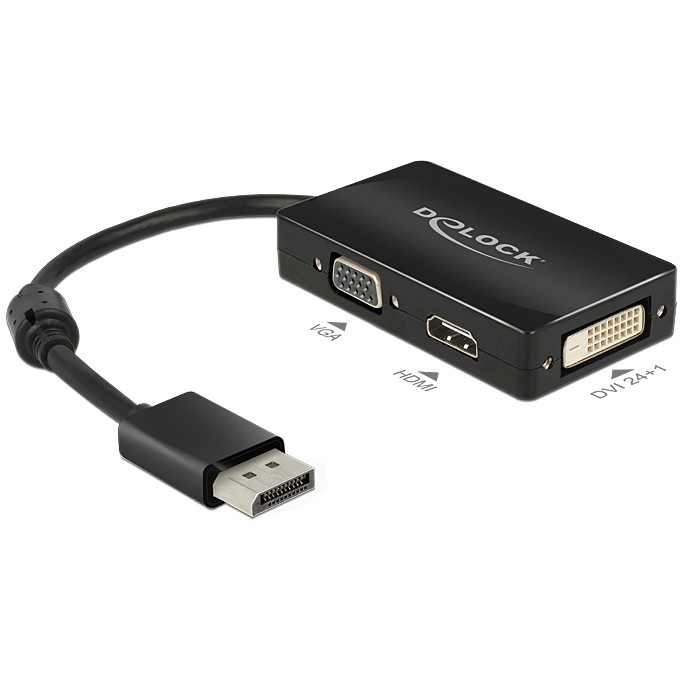 Kabllo Adapter DELOCK DisplayPort → VGA + HDMI + DVI 24+1 / St–Bu - Zezë