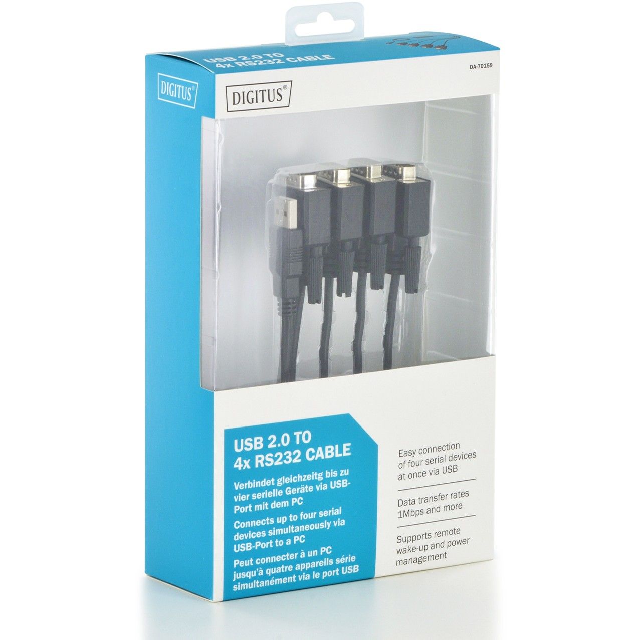 Kabllo Adapter USB 2.0 DIGITUS → 4x RS232 / 1.5m - Zezë - Figura 2