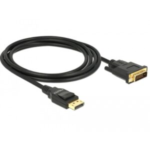 Kabllo DisplayPort DELOCK 1.2 / St–St / DVI 24+1 / Passive / 2m - Zezë