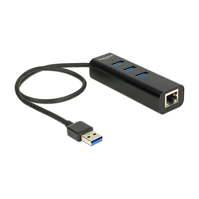 HUB DeLock USB 3.0 3-Port / 1 Port Gigabit LAN 10/100/1000 Mb/s / 3 Ports