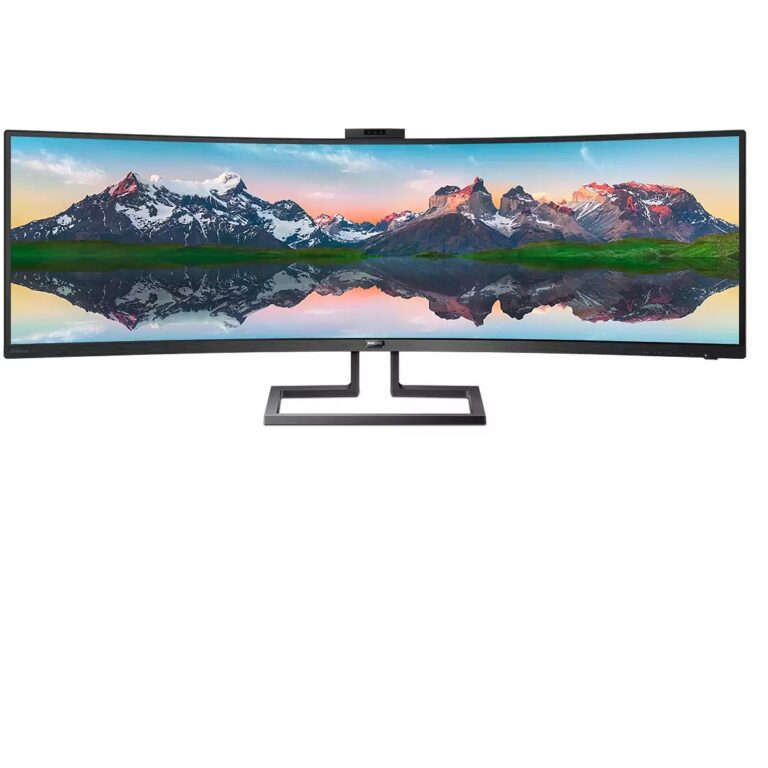 Monitor i lakuar Philips 499P9H / 48.8" UltraWide Dual Quad HD 70 Hz 5 ms Curved / HDMI DP USB-C WebCam / e zezë