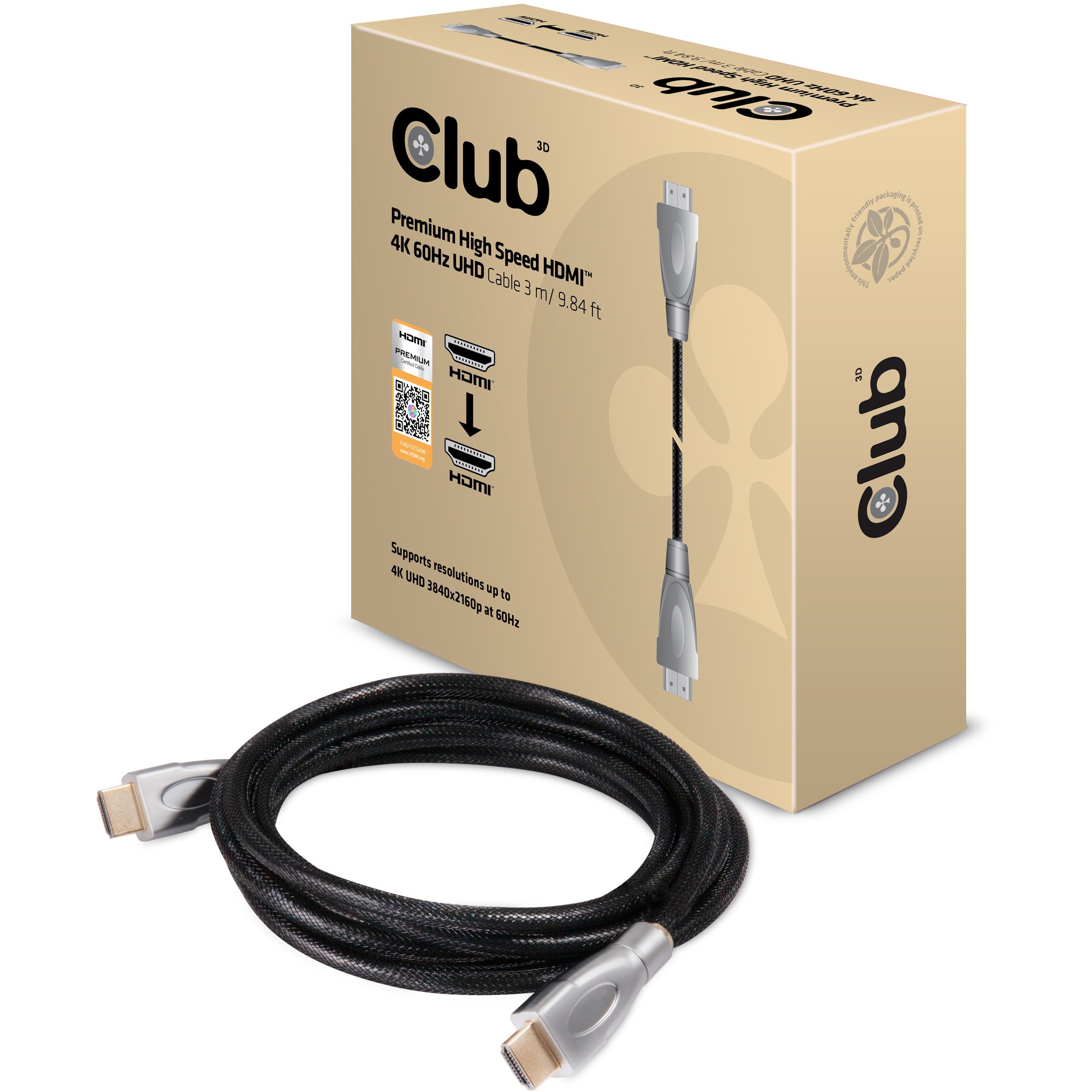 Kabllo HDMI Club3D / A → A / 2.0 High Speed / 4K60Hz UHD / 3m - Figura 2