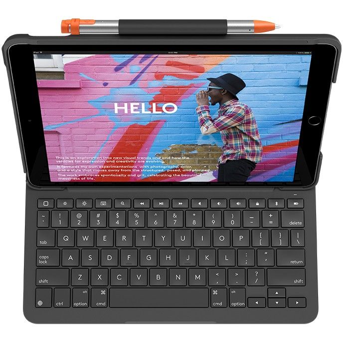 Tastierë Pa kabllo Logitech Slim Folio Bluetooth Keyboard and Protective Case / iPad 7th/8th Generation / QWERTZ German Layout - Hiri