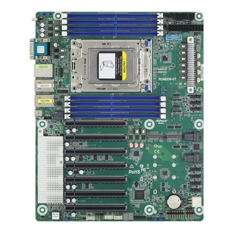 Pllakë Amë AMD ASRock Rack ROMED8-2T / Socket SP3 / Server MB / EEB / DDR4 – Zezë