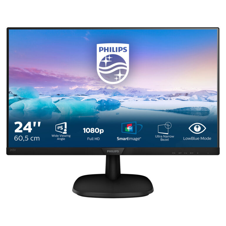 Monitor Philips V-Line 243V7QJABF / 24' / Full HD IPS LED / 75Hz / 4ms / VGA+HDMI+DisplayPort - Zezë