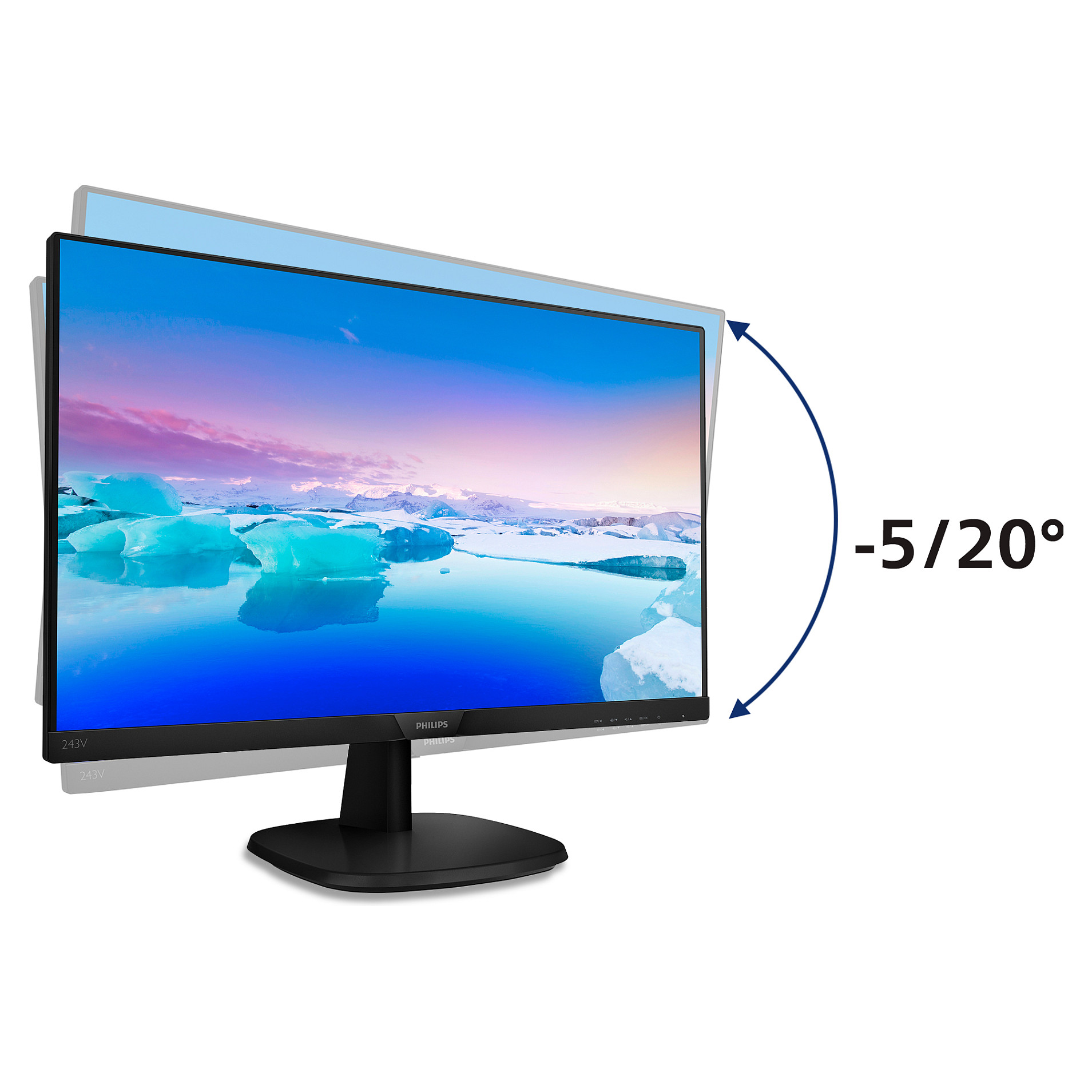 Monitor Philips V-Line 243V7QJABF / 24' / Full HD IPS LED / 75Hz / 4ms / VGA+HDMI+DisplayPort - Zezë - Figura 4