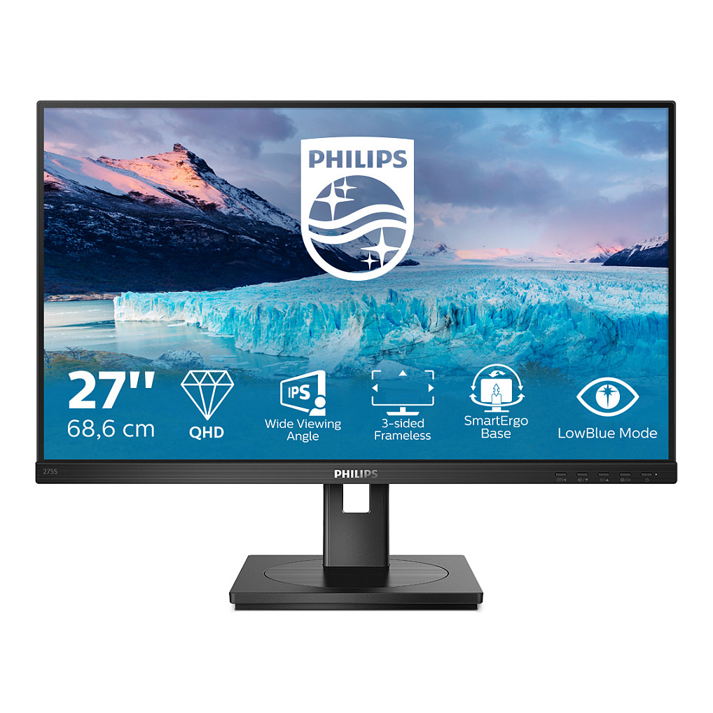 Monitor Philips 275S1AE / 27" / 2K Ultra HD IPS / LCD / 75 Hz / 4 ms / HDMI+DP+DVI+HDCP - Zezë