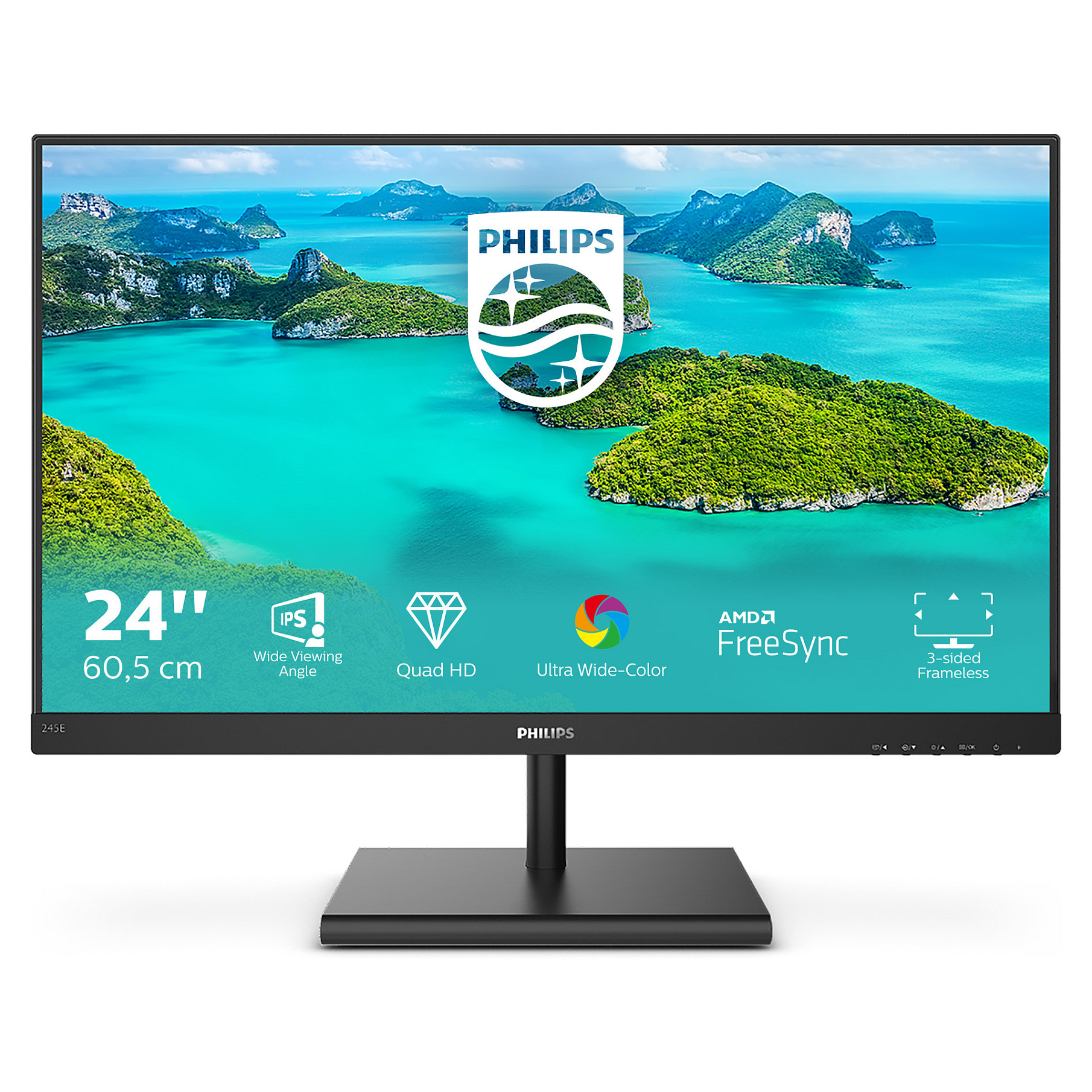 Monitor Philips E-line 245E1S / 24"/ 2K Ultra HD IPS / LCD / 75Hz / 4ms / HDMI+VGA+DP - Zezë - Figura 2