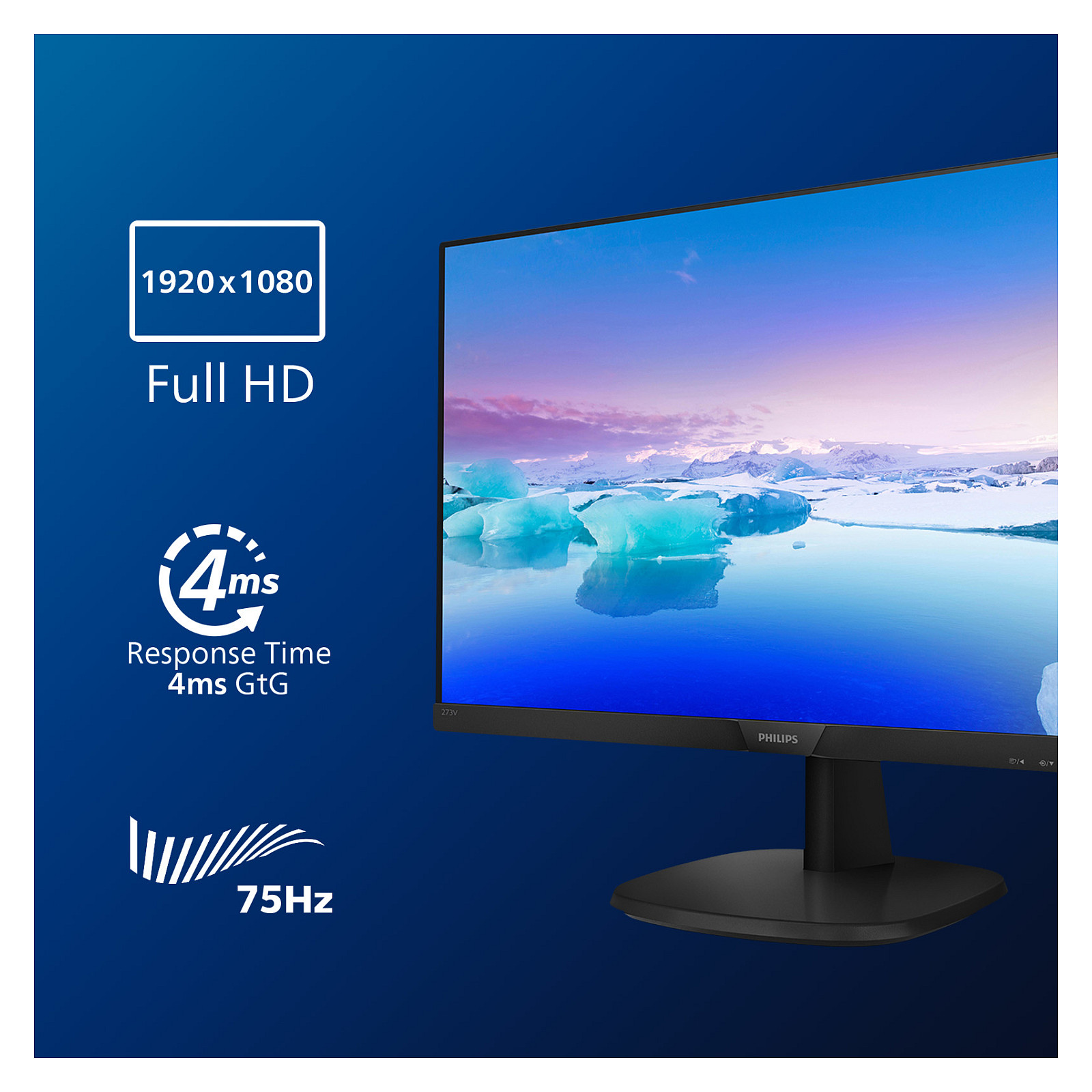 Monitor Philips V-line 273V7QJAB / 27" / Full HD IPS / LED / 75 Hz / 4 ms / HDMI+DP+VGA - Zezë - Figura 3