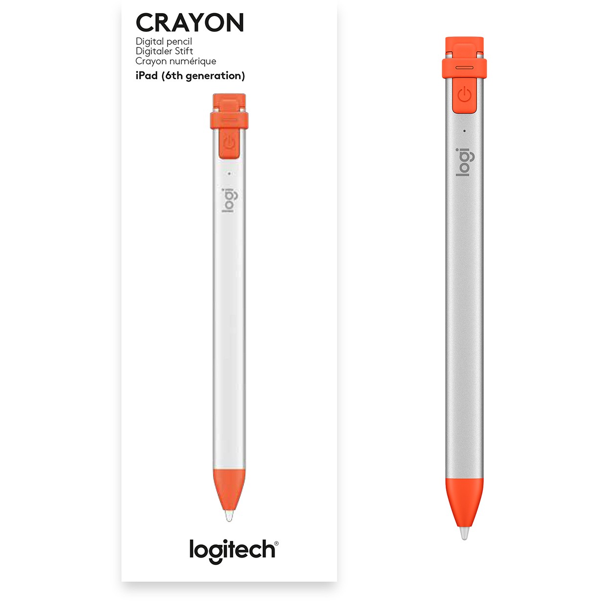 Aksesorë për tablet Stylus Logitech Crayon Digital Pen / Wireless - Portokalli / Argjend - Figura 2