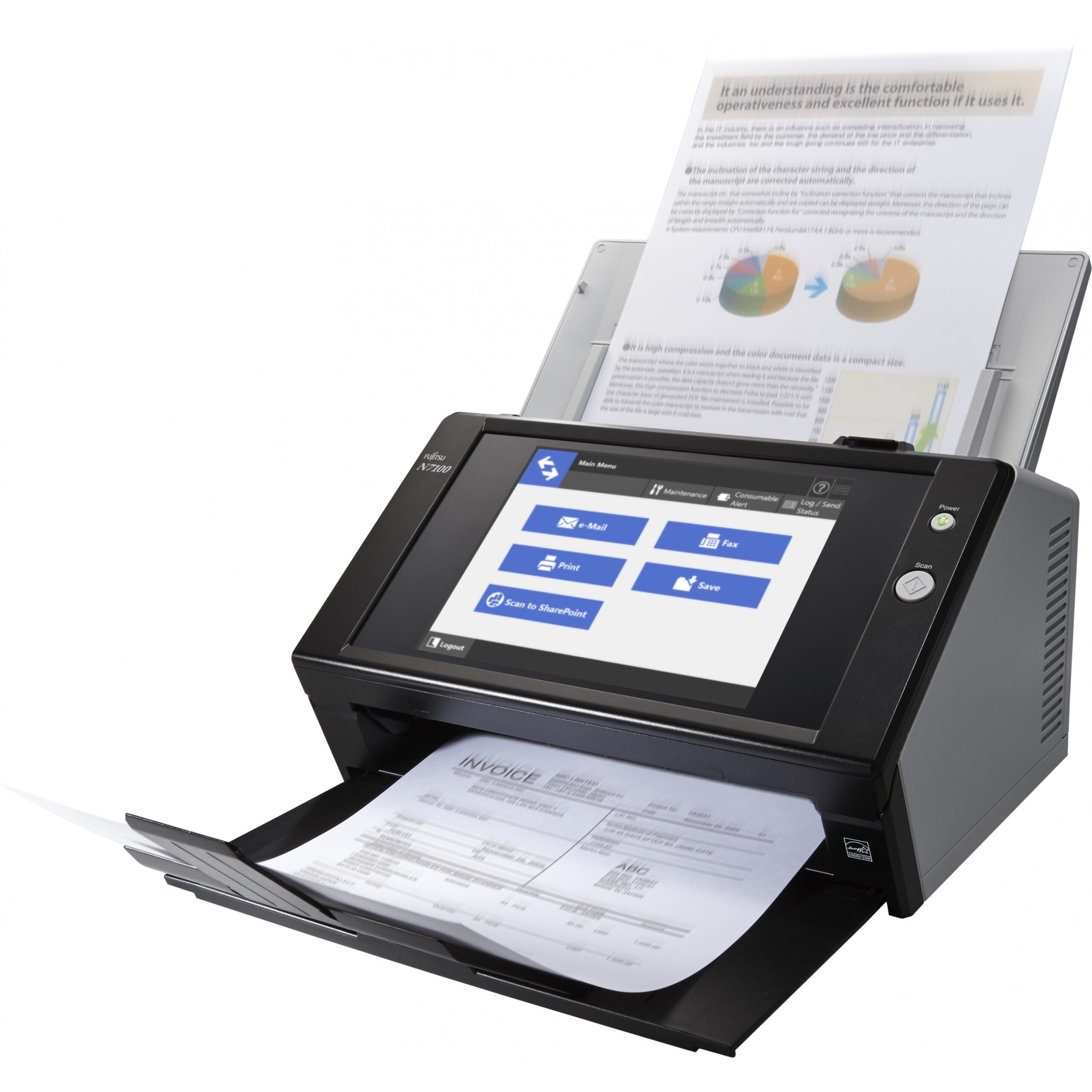 Skaner RICOH N7100E A4 Network Document Scanner with ADF Duplex Touchscreen USB LAN - Bardhë