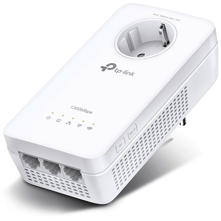 Power-LAN INTD TP-LINK Powerline WPA8631P AV1300-AC1200-Gigabit-WLAN-Powerline with power outlet