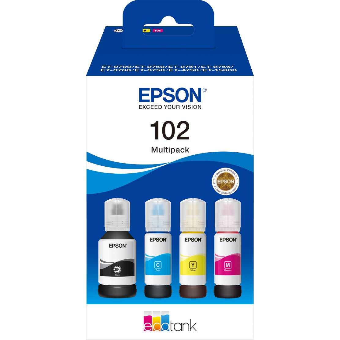 INK Epson 102 EcoTank / C13T03R640 / 4-Pack (BKMCY) deri në 6.000 faqe - Zezë / Blu / Verdhë / Rozë