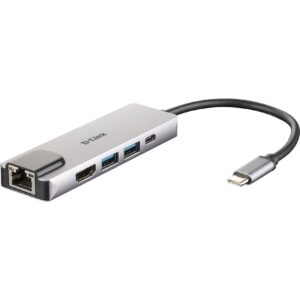 HUB D-Link DUB-M520 – USB-C 5-Port Hub, HDMI 4K, USB, LAN, Gri/Zezë