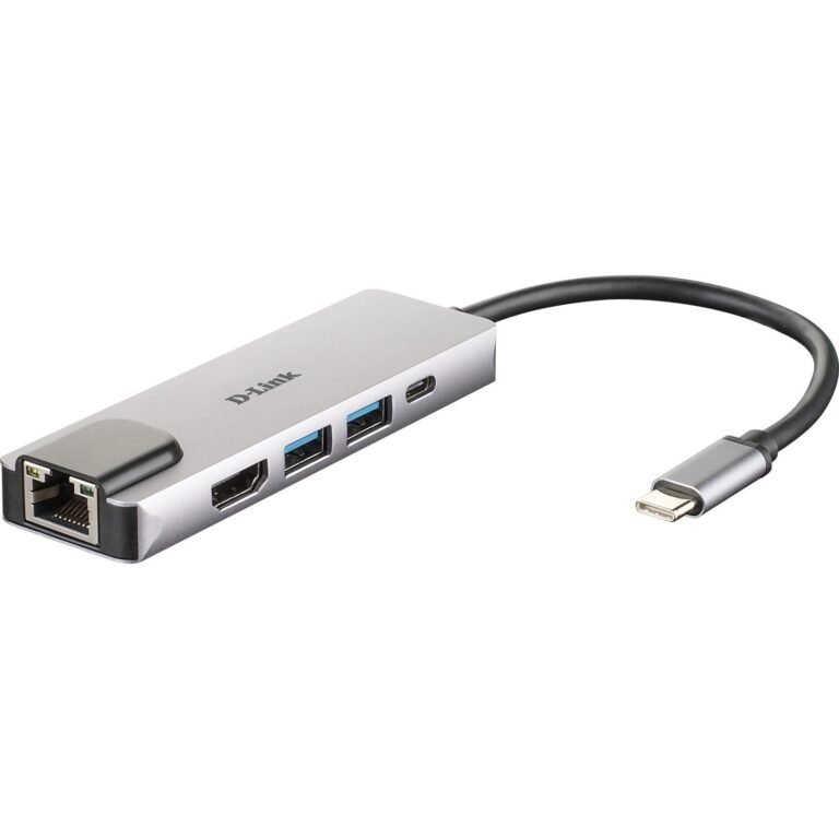 HUB D-Link DUB-M520 – USB-C 5-Port Hub, HDMI 4K, USB, LAN, Gri/Zezë