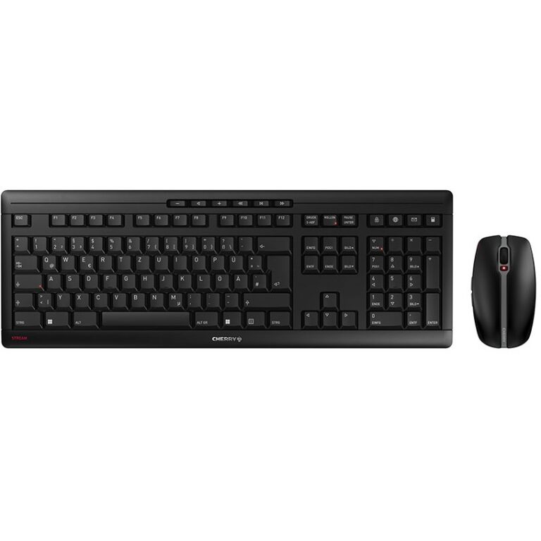 Combo (Tastierë & Maus) Cherry STREAM Desktop Recharge , QWERTZ DE, Zezë
