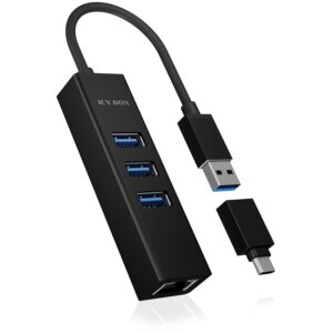 HUB USB‑C/USB 3.0 ICY BOX IB‑HUB1419‑LAN / 3x USB 3.0 / 1x Gigabit LAN