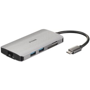 HUB D-Link DUB-M810 / USB C 8-Port Hub, HDMI 4K, USB, SD/microSD, LAN, passiv, Gri