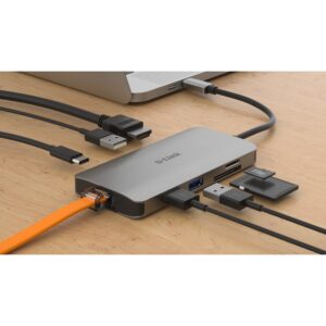 HUB D-Link DUB-M810 / USB C 8-Port Hub, HDMI 4K, USB, SD/microSD, LAN, passiv, Gri