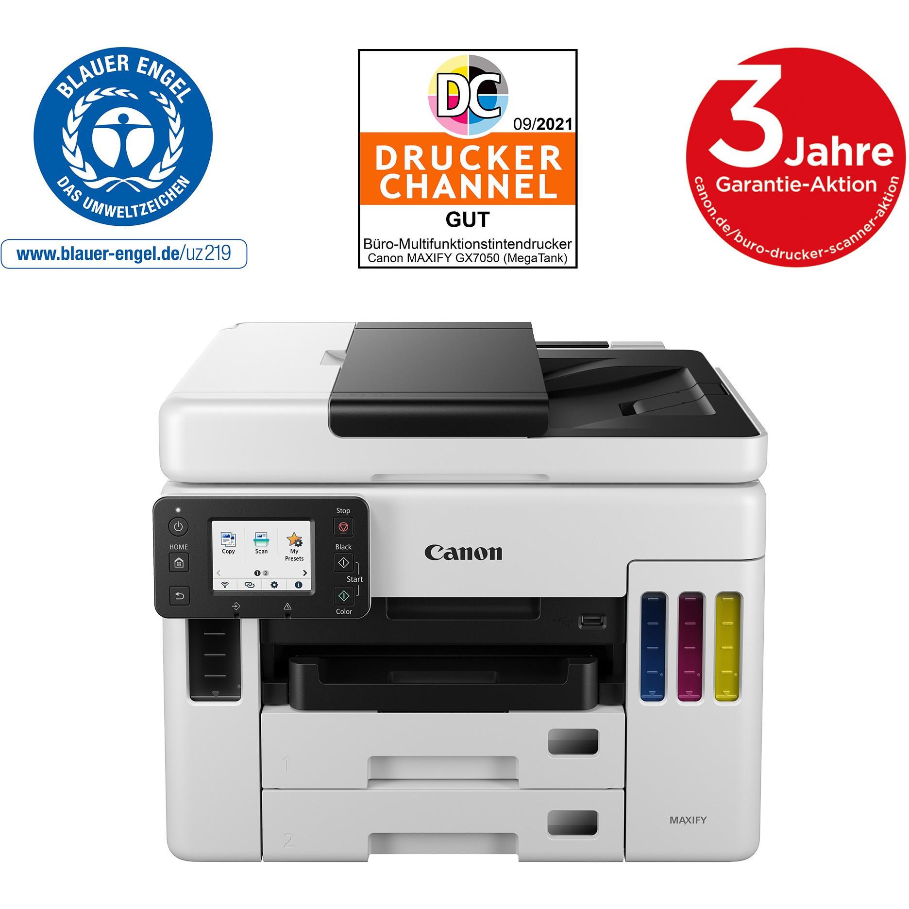 Printer Inkjet Canon MAXIFY GX7050 – 4-in-1 A4 me LAN, WLAN, Duplex dhe DADF