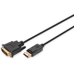 Kabllo Adapteri Digitus DisplayPort to DVI 24+1 (ST-ST) Adapter Cable, 2 m, Zezë