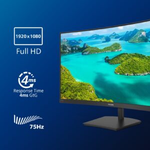 Monitor i lakuar Philips 271E1SCA / 27" Full HD 75 Hz 4 ms VA Curved / HDMI / e zezë