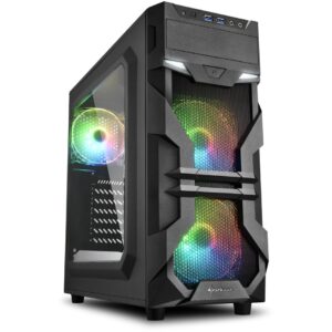 Kasë Midi Sharkoon VG7-W RGB ATX – Zezë