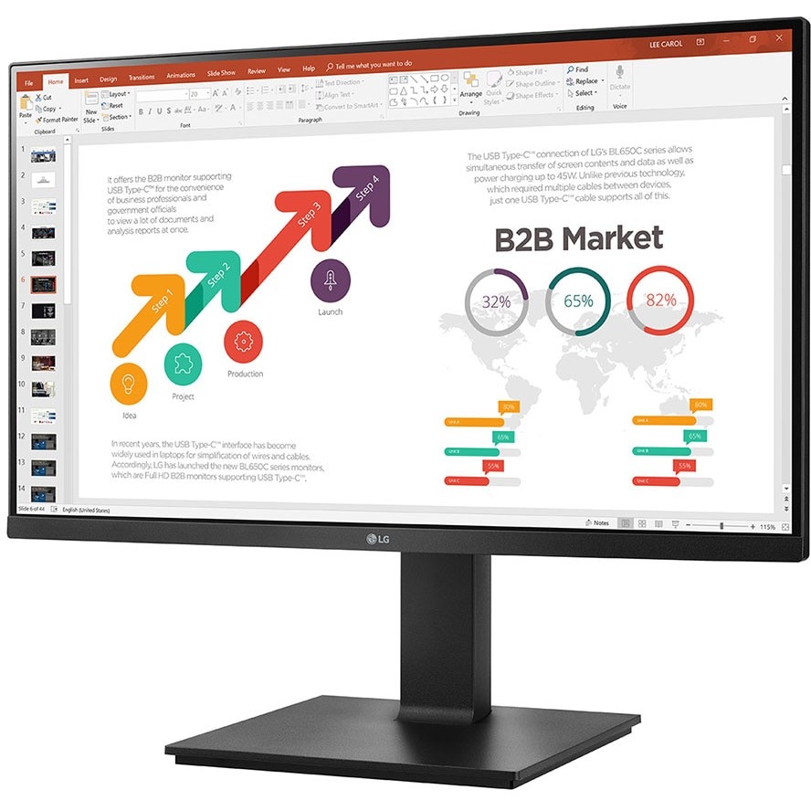Monitor LG 24BP450Y-B / 24'' / Full HD IPS LED / 75Hz / 5ms / HDMI+VGA+DisplayPort - Zezë - Figura 2
