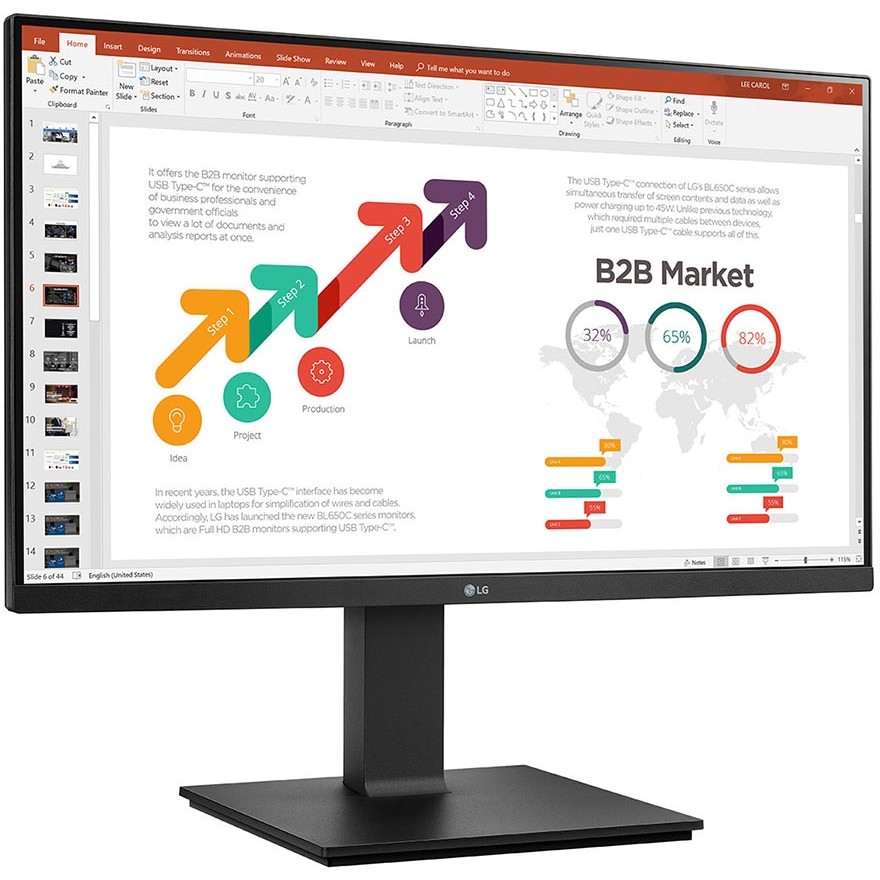 Monitor LG 24BP450Y-B / 24'' / Full HD IPS LED / 75Hz / 5ms / HDMI+VGA+DisplayPort - Zezë - Figura 3