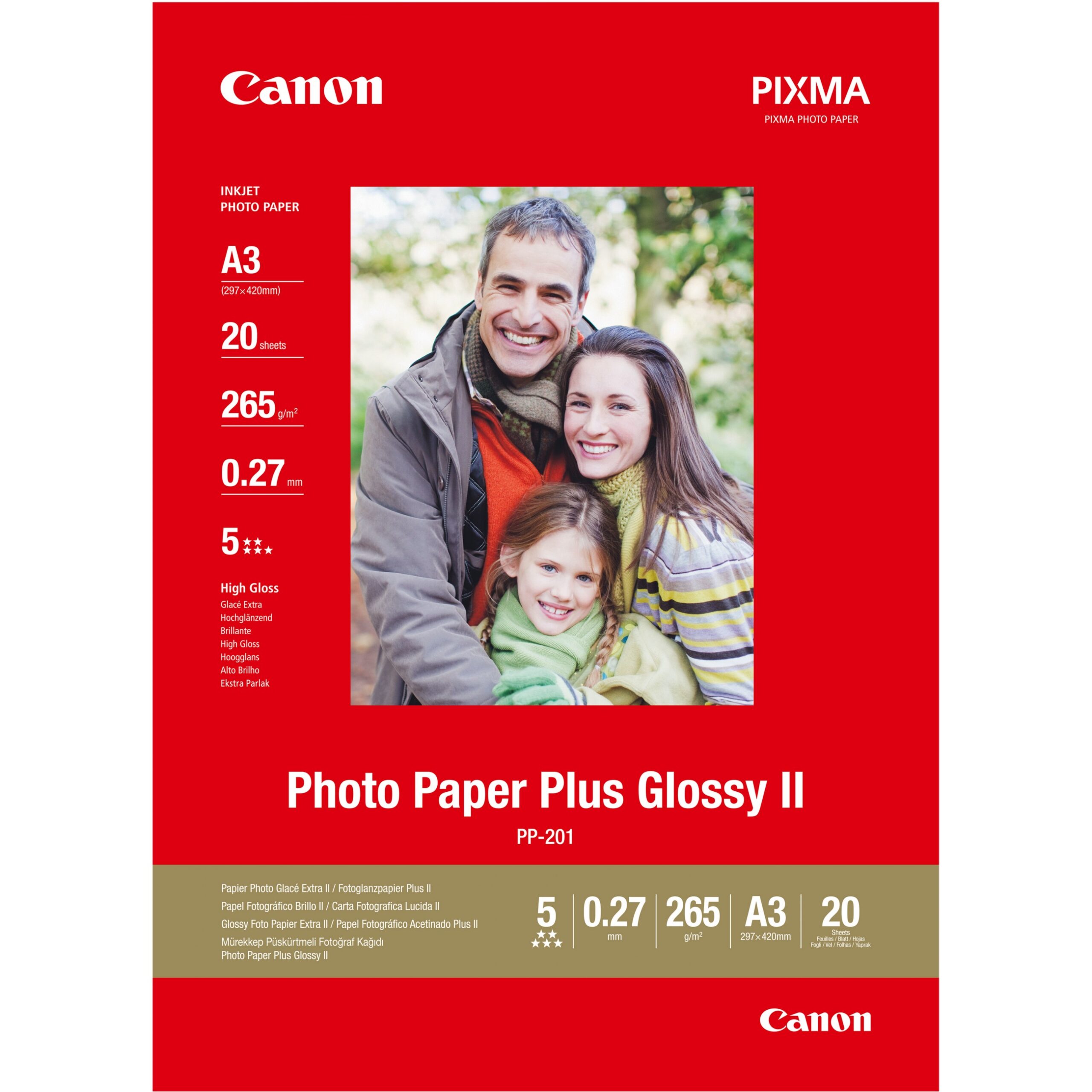 Letër Canon Photo Paper Plus Glossy II PP-201 2311B020 A3 – 20 Sheets