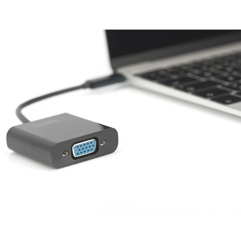 Adapter USB DIGITUS 3.0/USB‑C në VGA / 19.5 cm - Zezë - Figura 2