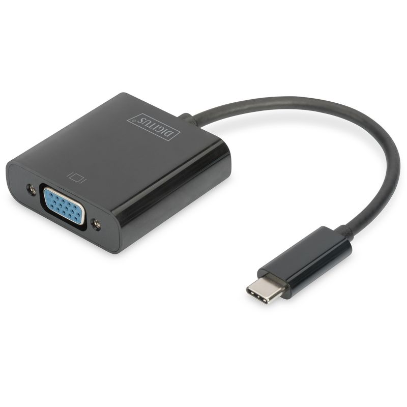 Adapter USB DIGITUS 3.0/USB‑C në VGA / 19.5 cm - Zezë