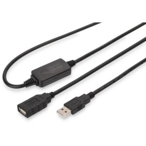 Kabllo USB zgjatues aktiv DIGITUS USB 2.0 Typ‑A në Typ‑A (M/F) /10m - Zezë