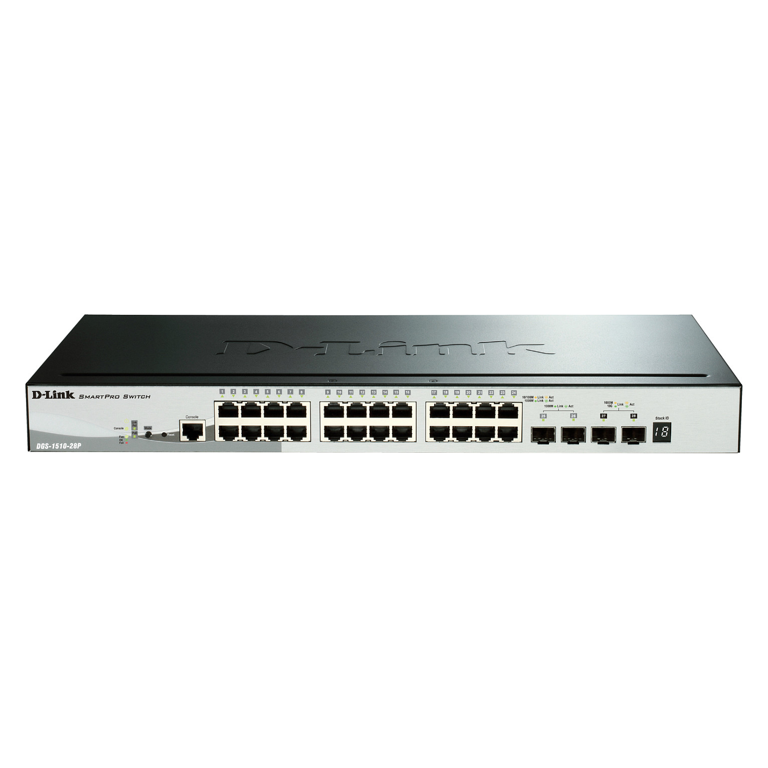 D-Link DGS-1510-28P/E 24-Port Gigabit Smart Managed PoE+ Switch | 24x PoE | 193W PoE Budget | 2x SFP + 2x 10G SFP+ | Layer 3 | Rackmount 24+4 Port