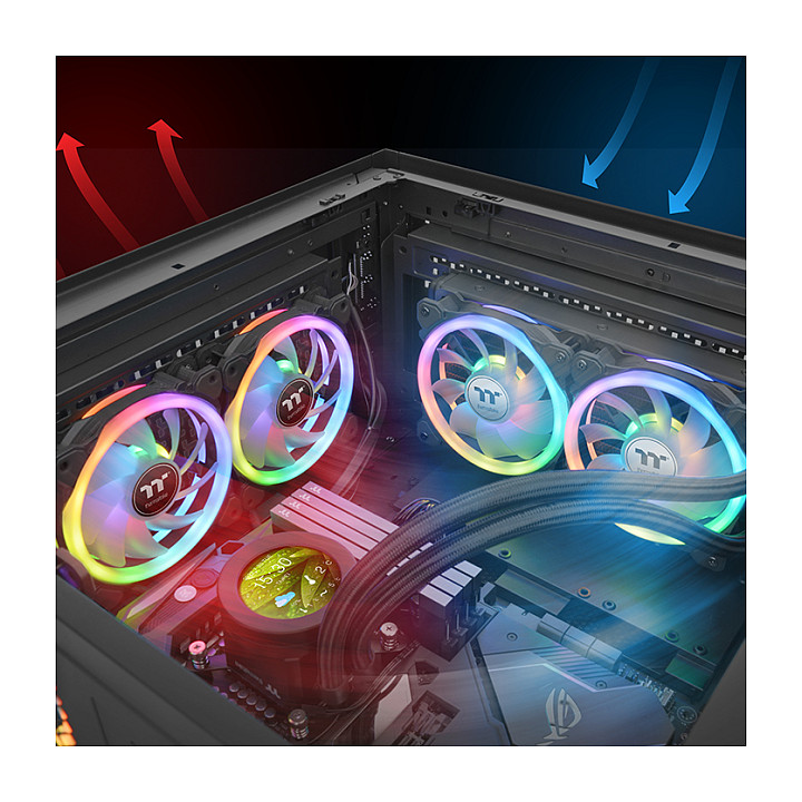 Ftohës për Kasë Thermaltake SWAFAN 12 RGB / 120mm / Radiator Fan / TT Premium Edition / 3-Pack - Zezë - Figura 4