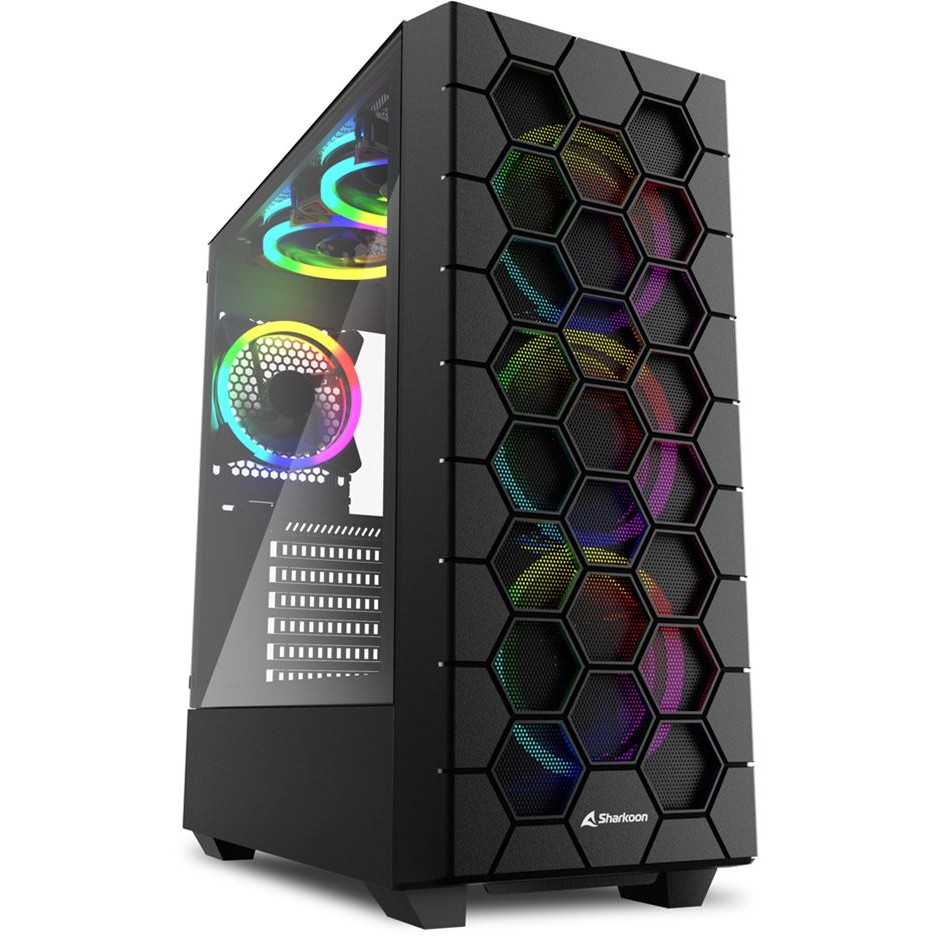 Kasë Sharkoon HEX RGB Midi Tower - Zezë