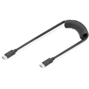 Kabllo USB karikues DIGITUS USB‑C në USB‑C / spirale/ 1m - Zezë