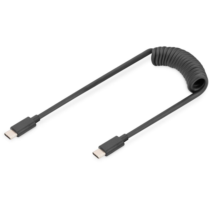 Kabllo USB karikues DIGITUS USB‑C në USB‑C / spirale/ 1m - Zezë