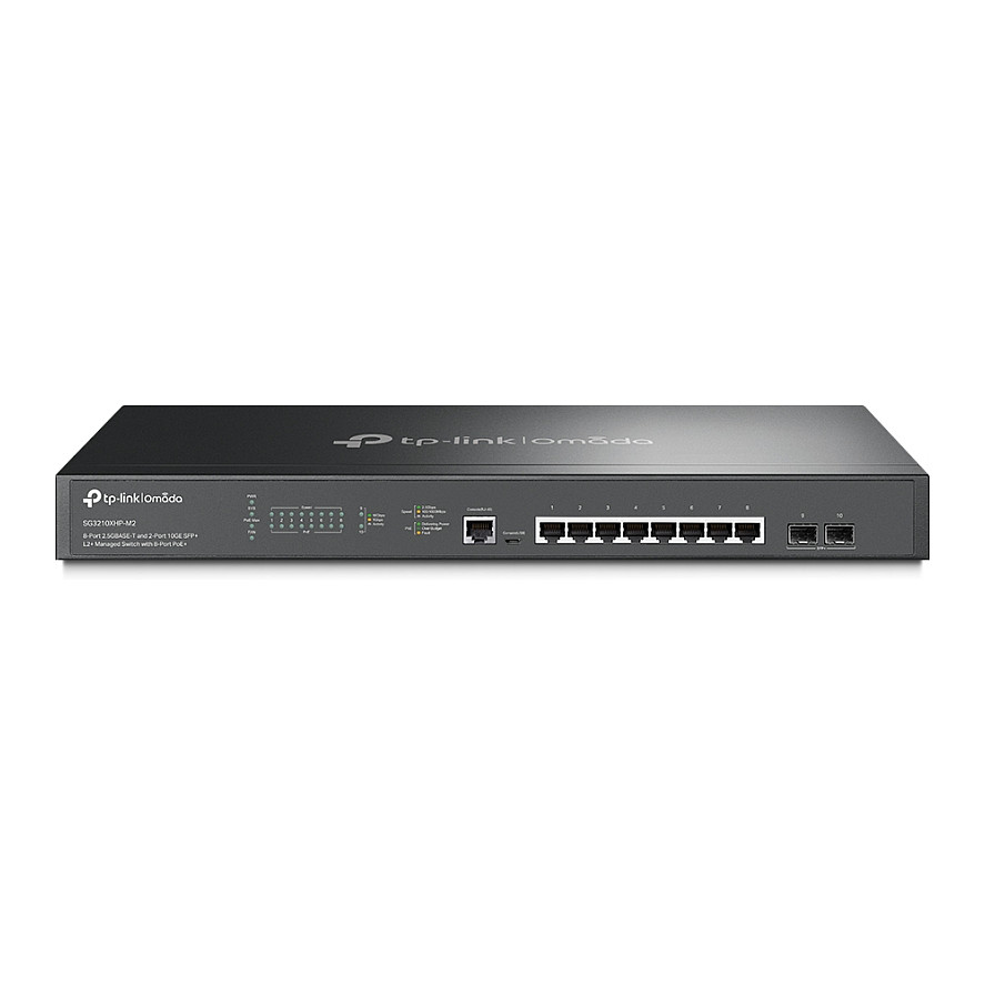 TP-Link Omada SG3210XHP-M2 – 8× 2.5GbE PoE+ + 2× 10G SFP+ L2+ Managed Switch, 240W PoE, Rackmount