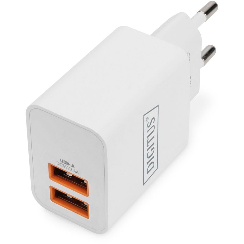 Adapter Digitus USB‑A / 15W / 2x Port / 2.4A - Bardhë