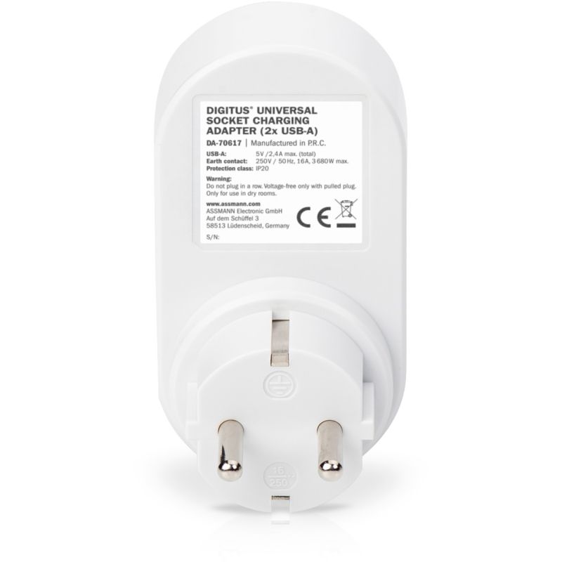 Adapter USB universal DIGITUS për prizë me 2 x USB‑A - Figura 2