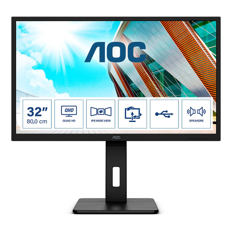 Monitor AOC Q32P2 / 31.5"/ 2K Ultra HD IPS / LED / 75 Hz / 4 ms / HDMI+DP - Zezë