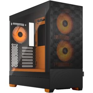 Kasë Midi Fractal Design Pop Air RGB Orange Core TG Clear Tint – Zezë/Portokalli